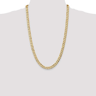 26" 10k Yellow Gold 6.75mm Open Concave Curb Chain