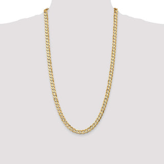 28" 10k Yellow Gold 6.75mm Open Concave Curb Chain