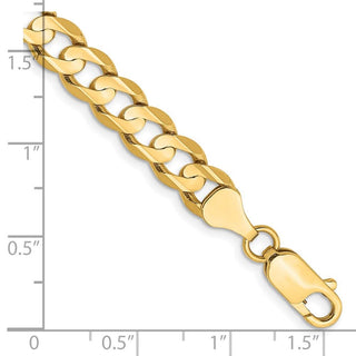 7" 10k Yellow Gold 6.75mm Open Concave Curb Chain