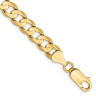 9" 10k Yellow Gold 6.75mm Open Concave Curb Chain