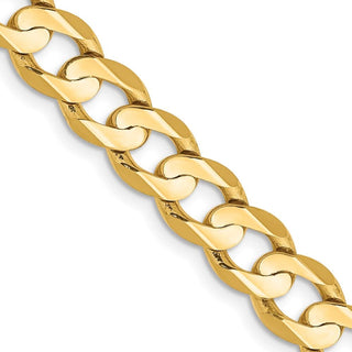 28" 10k Yellow Gold 6.75mm Open Concave Curb Chain