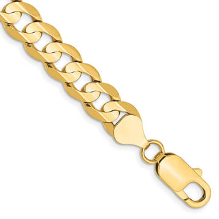 7" 10k Yellow Gold 7.5mm Open Concave Curb Chain