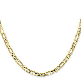 24" 10k Yellow Gold 4mm Concave Open Figaro Chain