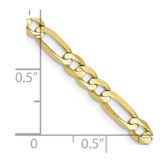 24" 10k Yellow Gold 4mm Concave Open Figaro Chain