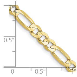 24" 10k Yellow Gold 4.5mm Concave Open Figaro Chain