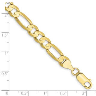 7" 10k Yellow Gold 6.75mm Concave Open Figaro Chain