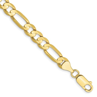 7" 10k Yellow Gold 6.75mm Concave Open Figaro Chain