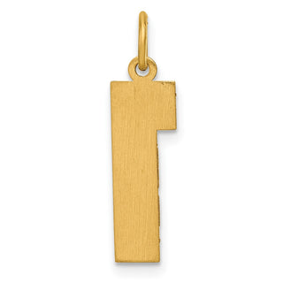 10K Yellow Gold Casted Large Diamond-cut Number 1 Charm