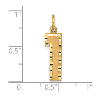 10K Yellow Gold Casted Large Diamond-cut Number 1 Charm
