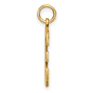 10K Yellow Gold Casted Large Diamond-cut Number 3 Charm