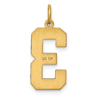 10K Yellow Gold Casted Large Diamond-cut Number 3 Charm