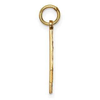 10K Yellow Gold Casted Large Diamond-cut Number 4 Charm