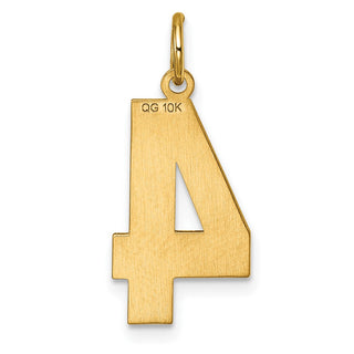 10K Yellow Gold Casted Large Diamond-cut Number 4 Charm