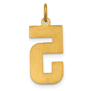 10K Yellow Gold Casted Large Diamond-cut Number 5 Charm