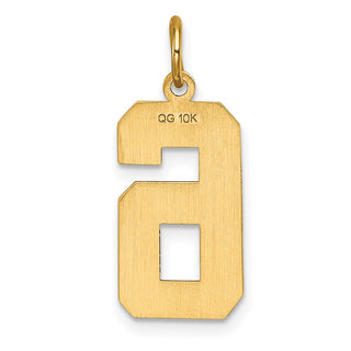 10K Yellow Gold Casted Large Diamond-cut Number 6 Charm