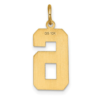 10K Yellow Gold Casted Large Diamond-cut Number 6 Charm