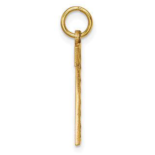 10K Yellow Gold Casted Large Diamond-cut Number 7 Charm