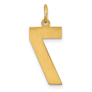 10K Yellow Gold Casted Large Diamond-cut Number 7 Charm