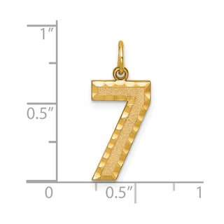 10K Yellow Gold Casted Large Diamond-cut Number 7 Charm