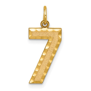10K Yellow Gold Casted Large Diamond-cut Number 7 Charm