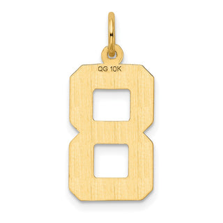 10K Yellow Gold Casted Large Diamond-cut Number 8 Charm