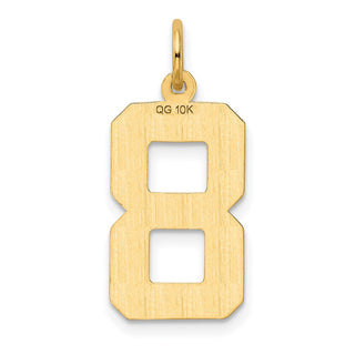 10K Yellow Gold Casted Large Diamond-cut Number 8 Charm