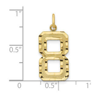 10K Yellow Gold Casted Large Diamond-cut Number 8 Charm