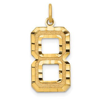 10K Yellow Gold Casted Large Diamond-cut Number 8 Charm