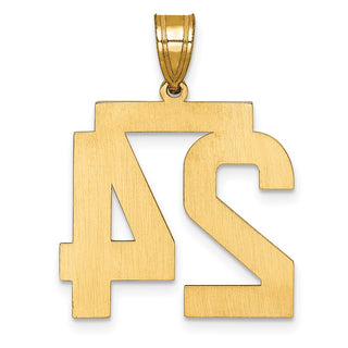 10K Yellow Gold Casted Large Diamond-cut Number 24 Charm