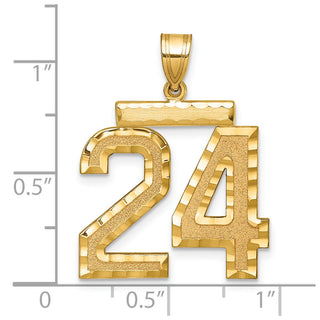 10K Yellow Gold Casted Large Diamond-cut Number 24 Charm