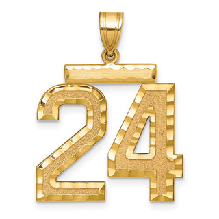 10K Yellow Gold Casted Large Diamond-cut Number 24 Charm