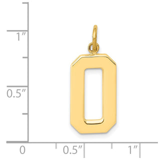10K Yellow Gold Casted Large Polished Number 0 Charm