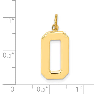 10K Yellow Gold Casted Large Polished Number 0 Charm