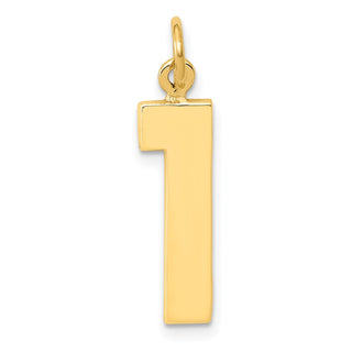 10K Yellow Gold Casted Large Polished Number 1 Charm