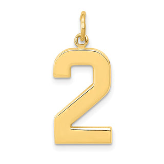 10K Yellow Gold Casted Large Polished Number 2 Charm