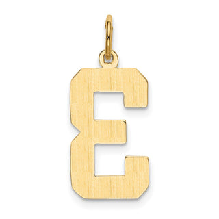 10K Yellow Gold Casted Large Polished Number 3 Charm