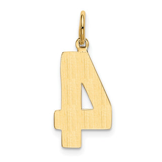 10K Yellow Gold Casted Large Polished Number 4 Charm