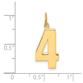 10K Yellow Gold Casted Large Polished Number 4 Charm