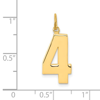 10K Yellow Gold Casted Large Polished Number 4 Charm