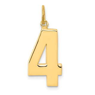 10K Yellow Gold Casted Large Polished Number 4 Charm