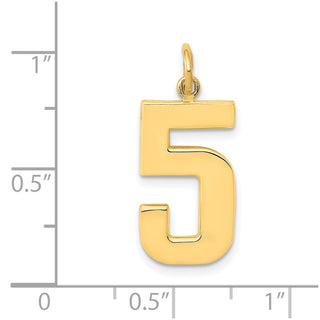 10K Yellow Gold Casted Large Polished Number 5 Charm