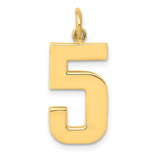 10K Yellow Gold Casted Large Polished Number 5 Charm