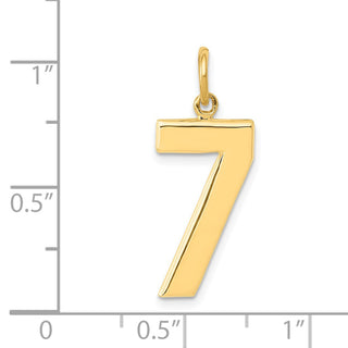 10K Yellow Gold Casted Large Polished Number 7 Charm