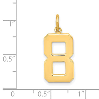 10K Yellow Gold Casted Large Polished Number 8 Charm