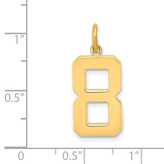 10K Yellow Gold Casted Large Polished Number 8 Charm