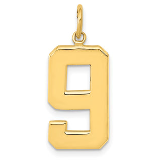 10K Yellow Gold Casted Large Polished Number 9 Charm