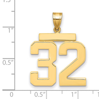 10K Yellow Gold Casted Large Polished Number 32 Charm