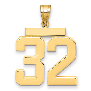 10K Yellow Gold Casted Large Polished Number 32 Charm