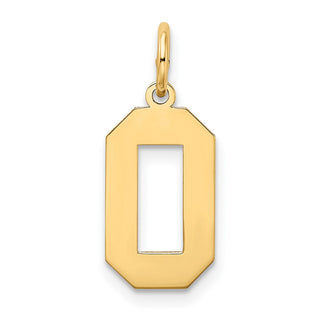 10K Yellow Gold Medium Satin Number 0 Charm