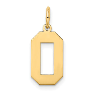 10K Yellow Gold Medium Satin Number 0 Charm
